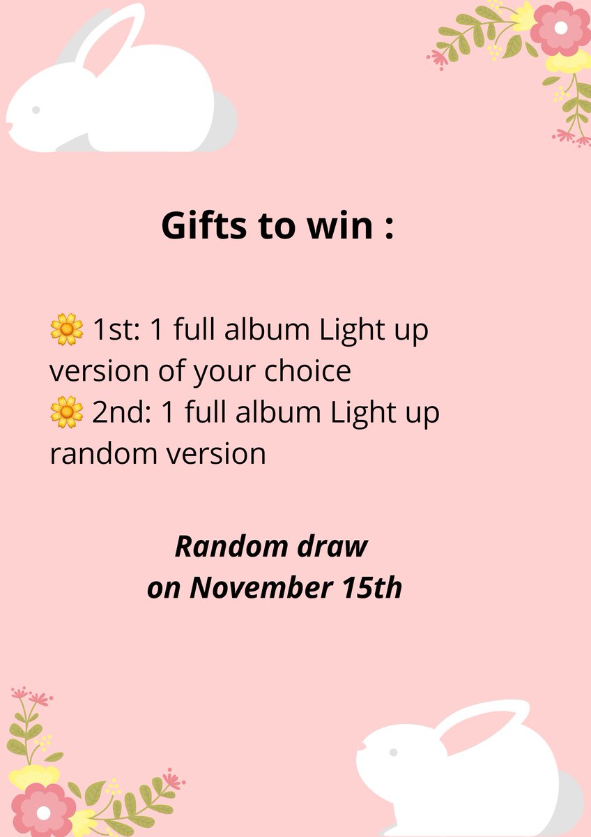 SunyoulF's tweet photo. 💛GIVEAWAY (EUROPE ONLY)💛

🇬🇧 To celebrate Sunyoul’s birthday, I propose you a Giveaway 🎂
To participate, please read below 
🍯💛🐰🎶

🇨🇵 Pour fêter l'anniversaire de Sunyoul, je vous propose un Giveaway 🎂
Pour participer, merci de lire ci-dessous 
🍯💛🐰🎶

#Sun https://t.co/WqzvmiDX6V