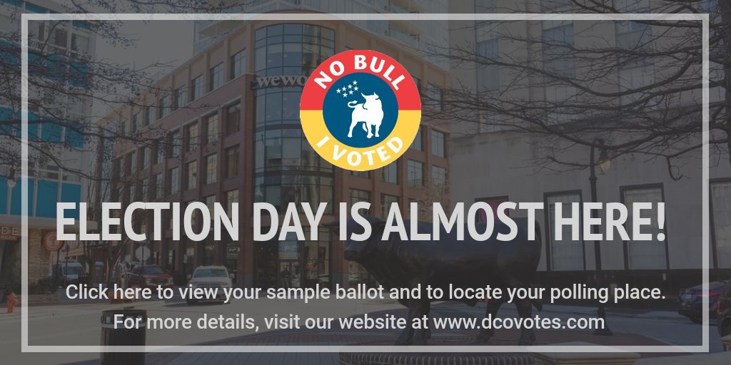 dcovotes's tweet photo. Election Day is almost here! Precincts will be open tomorrow, Nov 3 from 6:30 am to 7:30 pm!
Click here to view your sample ballot: https://t.co/eKWtVkPrtX
Click here to find your polling place: https://t.co/eAMsdgKAro
#StayHealthyandVote #dcovotes #nobull #IVoted https://t.co/xGRnB8uZo9