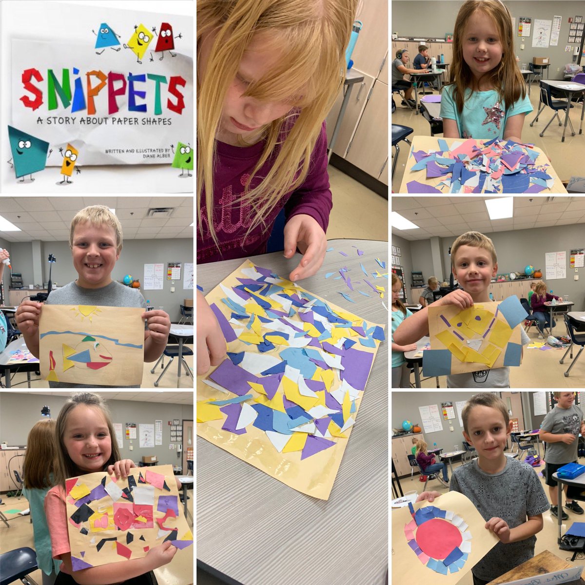 BoatwrightMissi's tweet photo. Cutting and glueing to create our super creative, Matter Mosaic! #STEAMatStribling #BoatCrew20 #ChangingMatter https://t.co/ru6WbpSgSN