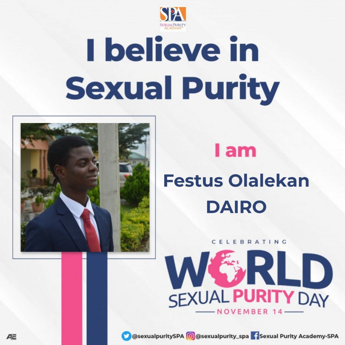 Commando_011's tweet photo. Beyond the believing... Remain Sexually Pure. God bless you.
#WSPD #worldsexualpurityday #wallfoundation #sexualpurityassociation #sextalkwithpvo
#sexualpurity
#spags #spads #spamas
#pvo #SPA #WALL
#Gospelcontents #Gospelfilms #mikebamiloye #spatians #SPARadio https://t.co/lSLyu7ujhT