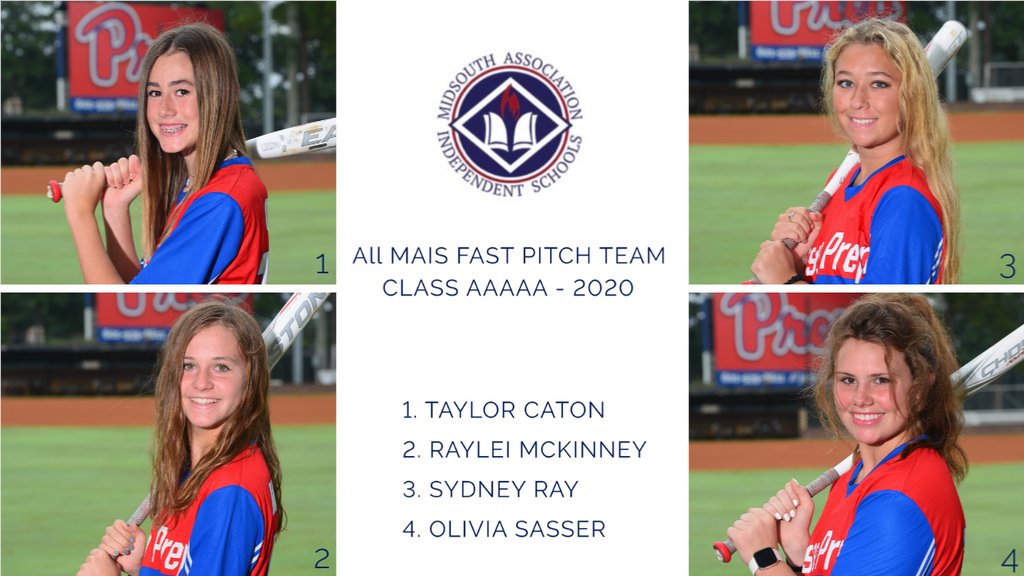 JPrepSoftball's tweet photo. Congratulations to Taylor Caton, Raylei McKinney, Sydney Ray, and Olivia Sasser on being named to the All MAIS Fast Pitch Team Class AAAAA. https://t.co/N18lxa90It