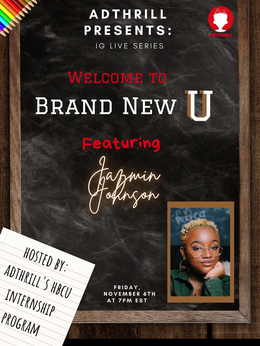 We are ECSTATIC to introduce AdThrill’s first monthly IG Live Series: Brand New U, hosted by our HBCU student interns. 

For our first IG Live we will have <a href="/cleotrappaa/">FLAWDA EVANS</a>. Jazmin Johnson is the creator of <a href="/blkflmmkr/">blkflmmkr</a> , a FAMU Senior and all-around creative, from Tallahassee, FL.