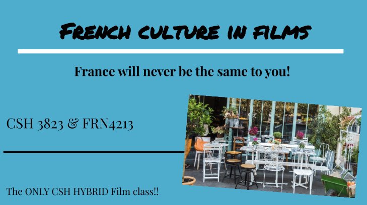 utsalanguages's tweet photo. Students register for: FRN 4213 / CSH 3823 French Film #utsa #French #languages #frenchlanguage #cultural 

https://t.co/LTgS6th0Ij https://t.co/1w1SDPgDAc