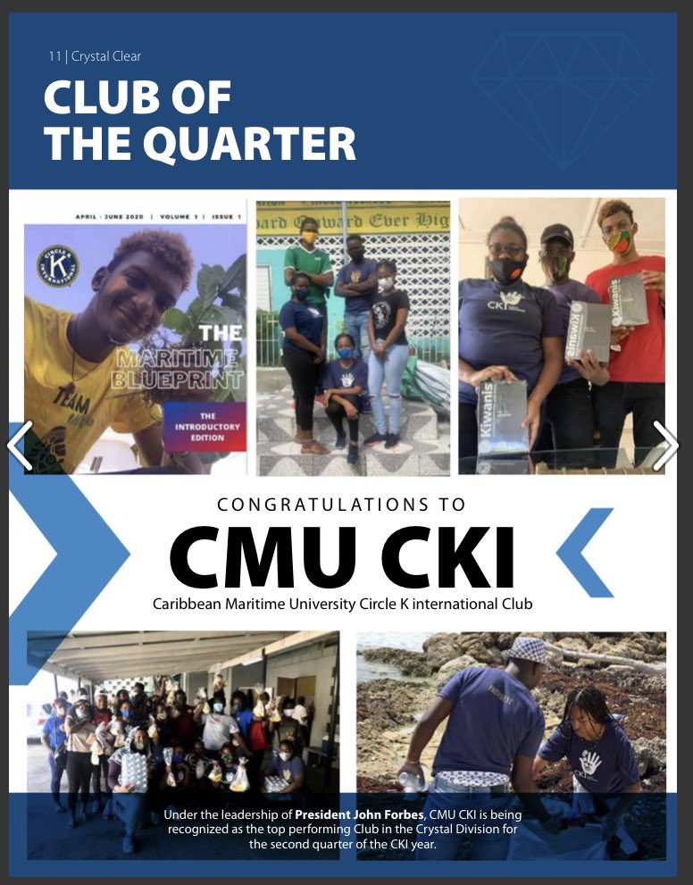 ekprkiwanisclub's tweet photo. Congratulations  to our SLP team Caribbean Maritime University CKI Club on their work over the last quarter within their division. 

Kudos President John on your leadership 💎💙💎

#OurSLPRocks
#teamcmucki https://t.co/Y6LtrVacyF