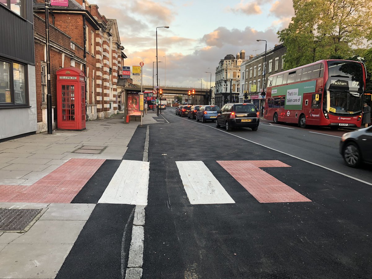 Quite what this is, I’m not sure! I assume a new bus stop will be added here where the tactile paving is. You can still see the old bus stop in the distance which hasn’t yet been moved. The new cycle crossing across the roundabout not yet open.