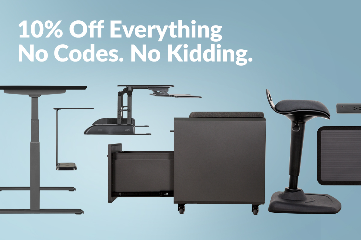 Love saving $? Hate discount codes? Here’s the deal – Get 10% off all products for a limited time. No codes. No Kidding. Check out our website for more information bit.ly/3mIHJWI. #WorkElevated #WFH #HomeOffice