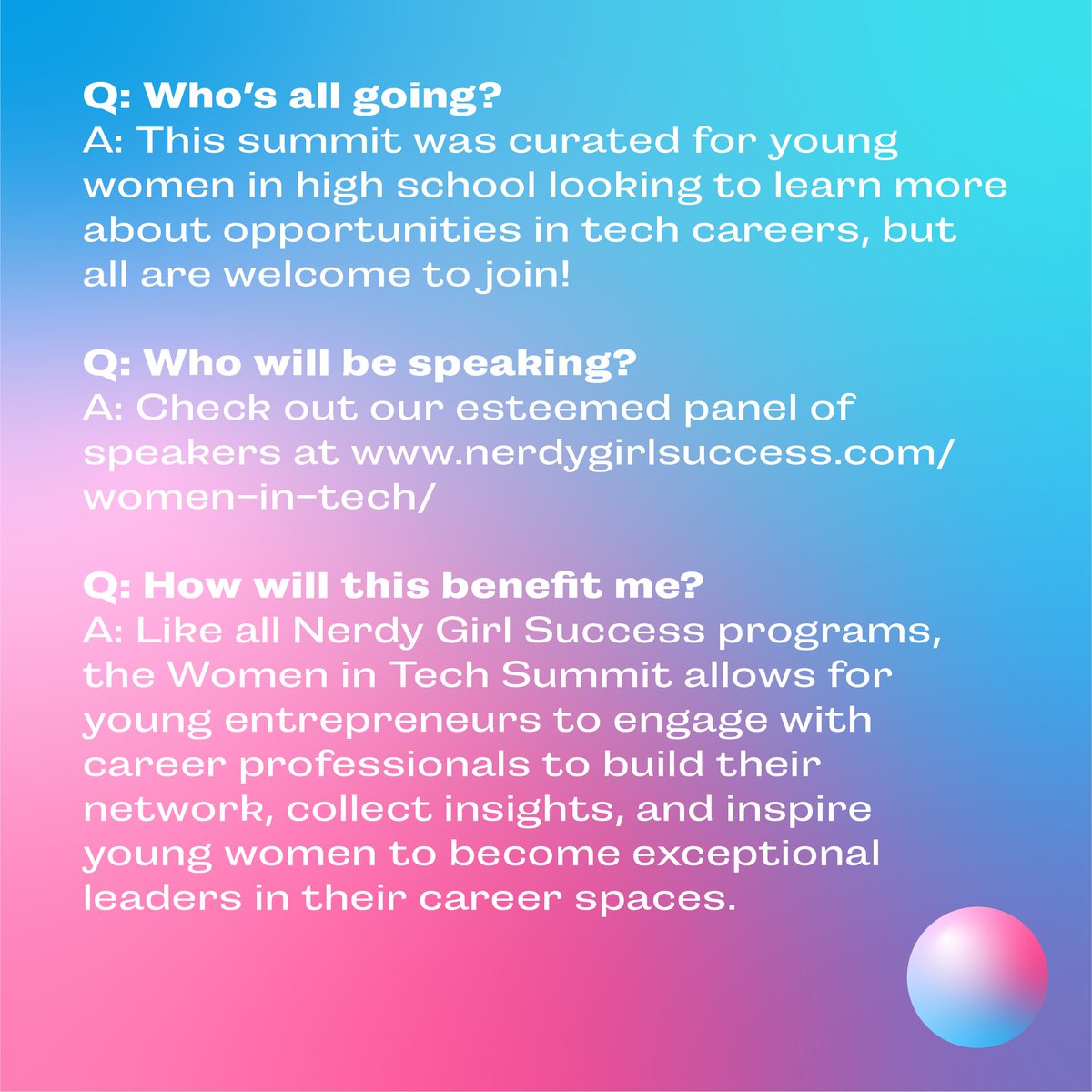 NerdGirlSuccess's tweet photo. Curious about our Women in Tech Summit coming up on November 7th? Here are some answers to our most frequently asked questions about the summit &amp; how it can help launch you into leadership excellence.��
🔗https://t.co/esYumkRacD
#WomenInTech #NerdyGirlSuccess https://t.co/6yv4778fck