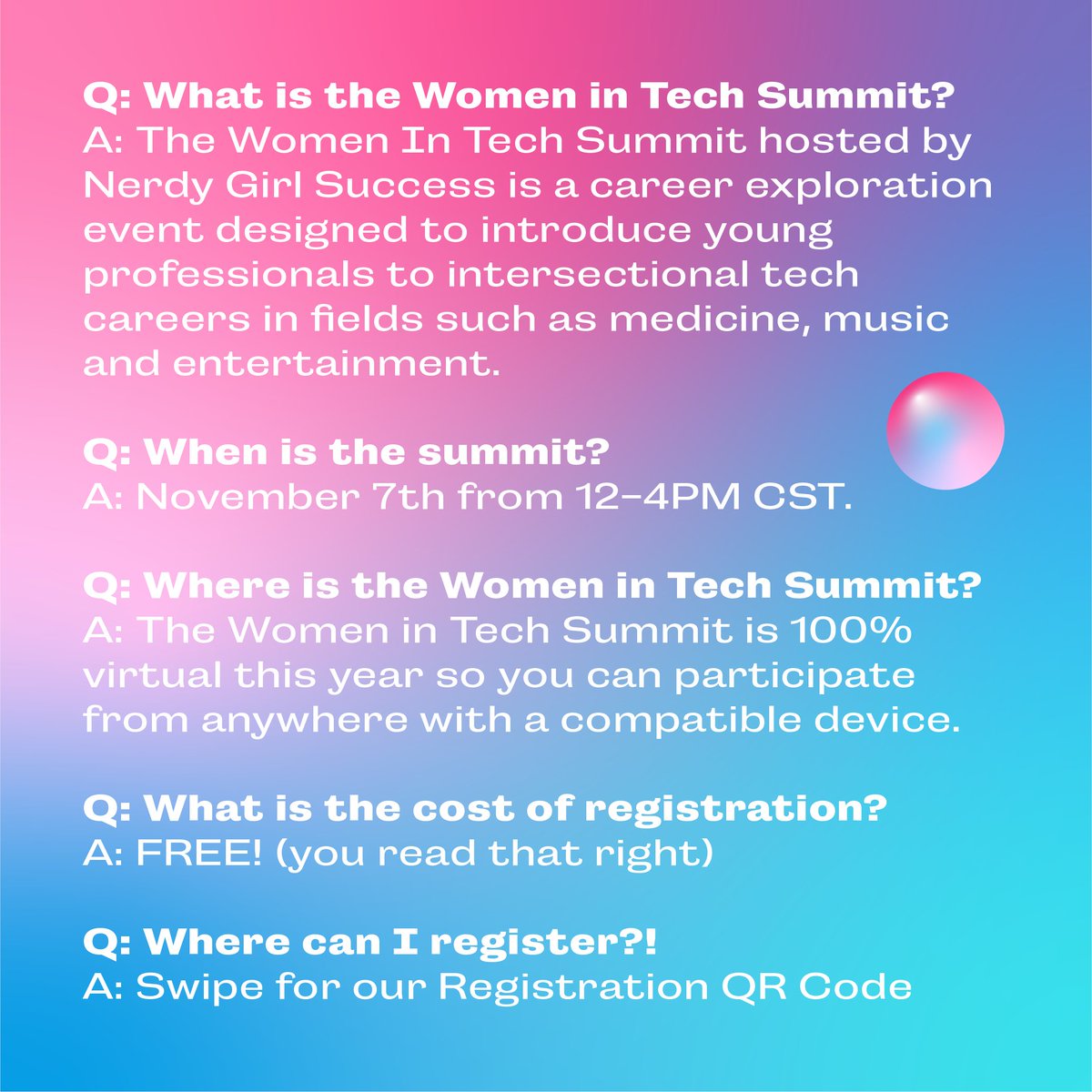 NerdGirlSuccess's tweet photo. Curious about our Women in Tech Summit coming up on November 7th? Here are some answers to our most frequently asked questions about the summit &amp; how it can help launch you into leadership excellence.��
🔗https://t.co/esYumkRacD
#WomenInTech #NerdyGirlSuccess https://t.co/6yv4778fck