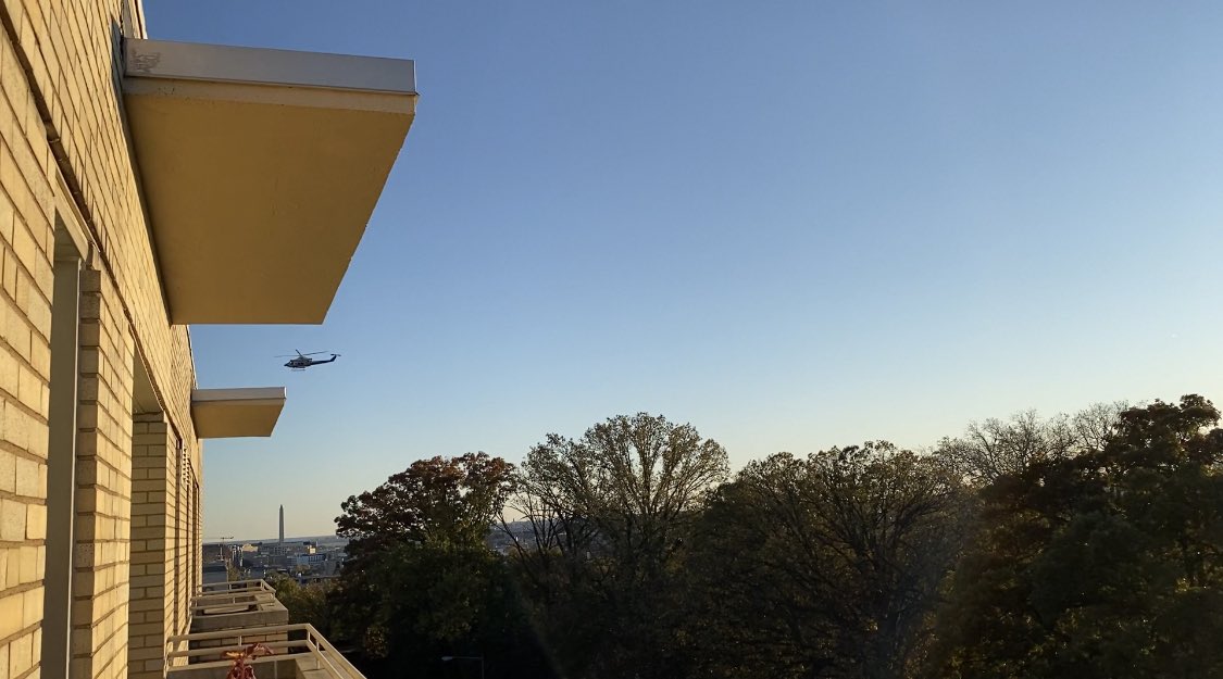DellaVolla's tweet photo. Yep totally normal to be near eye level with a helicopter in your apartment or better yet your buildings rooftop? Right @DCist and @wamu885 https://t.co/GIsBcVIgpt