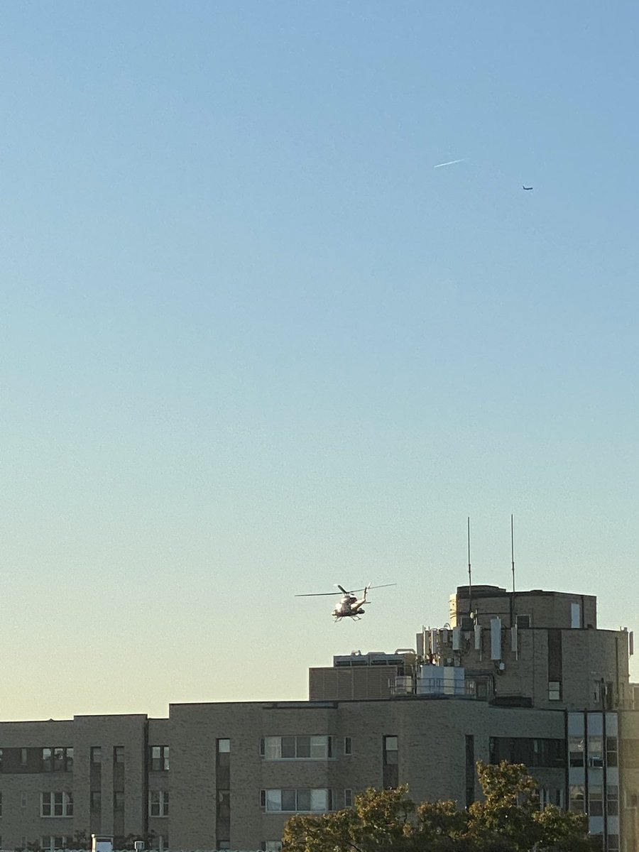 DellaVolla's tweet photo. Yep totally normal to be near eye level with a helicopter in your apartment or better yet your buildings rooftop? Right @DCist and @wamu885 https://t.co/GIsBcVIgpt