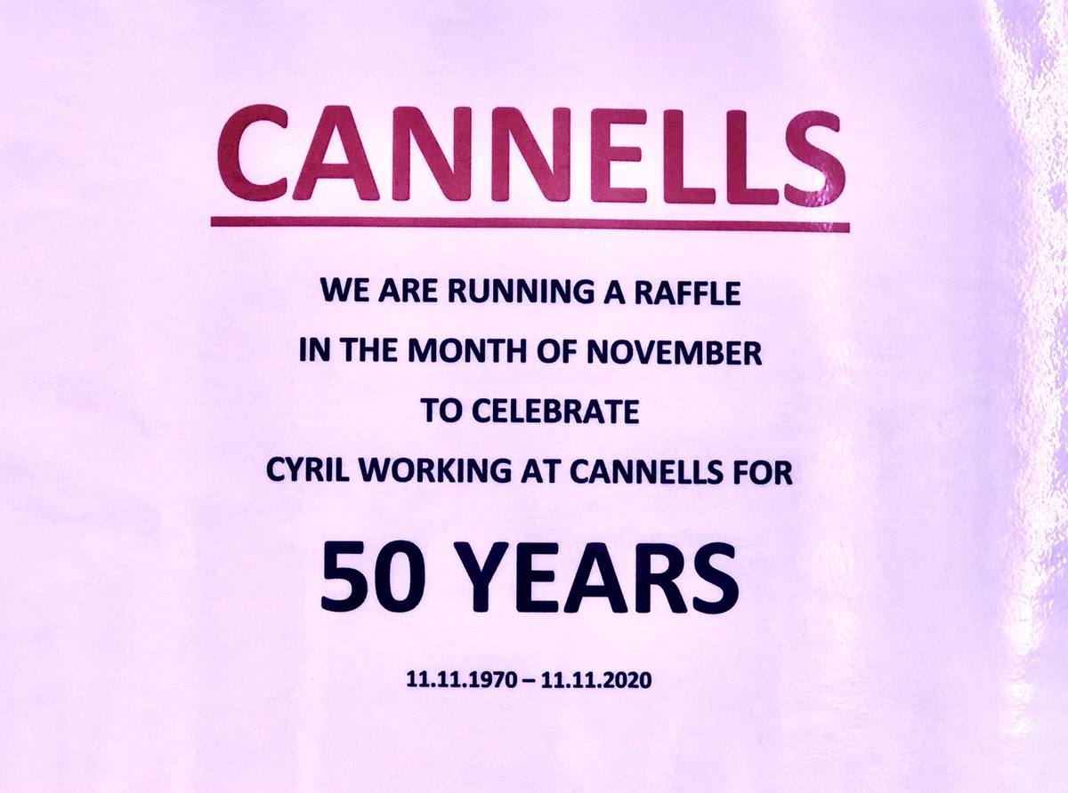 We’re celebrating Cyril being at Cannells for 50 years. To find out more head to our Facebook page facebook.com/10326324978095…