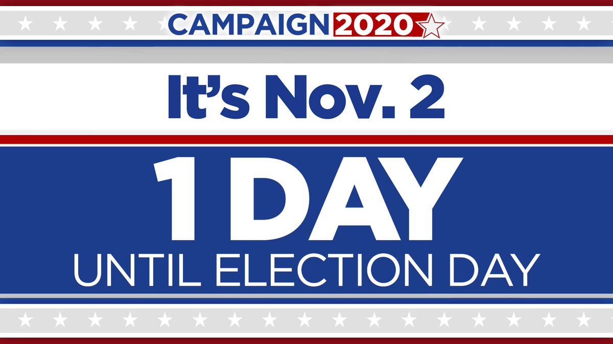 CBSMiami's tweet photo. With only one day until #ElectionDay, #CBS4 News is bringing you live, local coverage of the #FightForFlorida starting at 5 and then we're bringing you a special one-hour Election edition of #CBS4 News at 7, also streaming online at https://t.co/wpn4grLKTm https://t.co/ewDOext2Gu