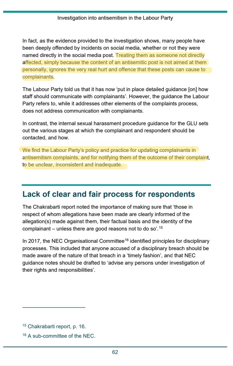 The #EHRC #AntisemitismReport is highly critical of @UKLabour's failure to update complainants on the progress and outcome of antisemitism complaints. Can those who've reported anti-Jewish racism to the party now expect to receive the information we've been denied?