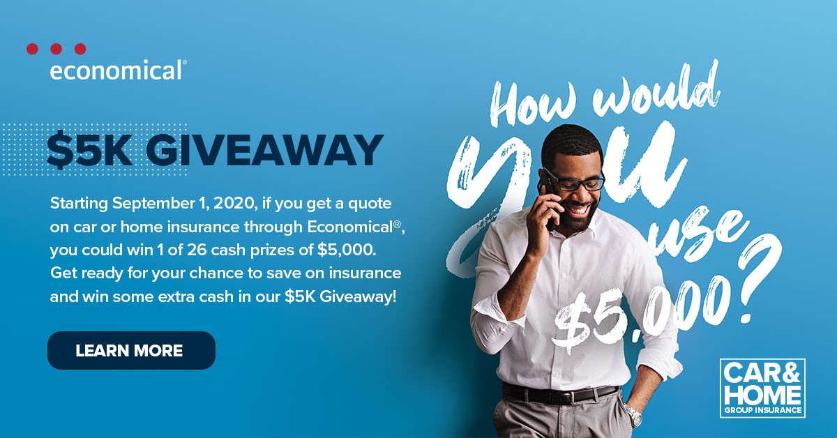 MillerInsurBr's tweet photo. What would you do with $5,000? Economical and Miller Insurance are teaming up to giveaway $5,000! To enter, contact Miller Insurance and  get a quote on home or auto today. https://t.co/k2ZWMLcqnv