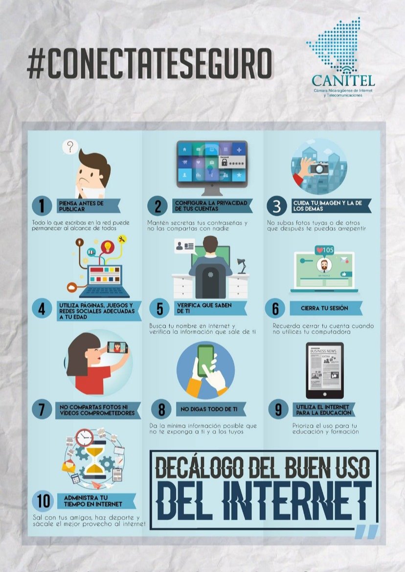 canitel2016's tweet photo. 10 consejos para un uso seguro del Internet. Utilicemos el Internet para la educación y productividad 📱💻
#ConectateSeguro #Canitel https://t.co/vhCpNrQkak
