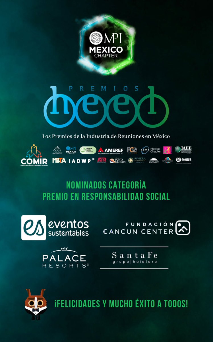 MPI_Mexico's tweet image. 🏆Nominados Categoría Premio en #ResponsabilidadSocial:
@EvSustentables 
@FunCancunCenter 
@PalaceResorts 
@santafe_gh 

#PremiosHeel #PremiosHeel2020 @MPI #industriadereuniones