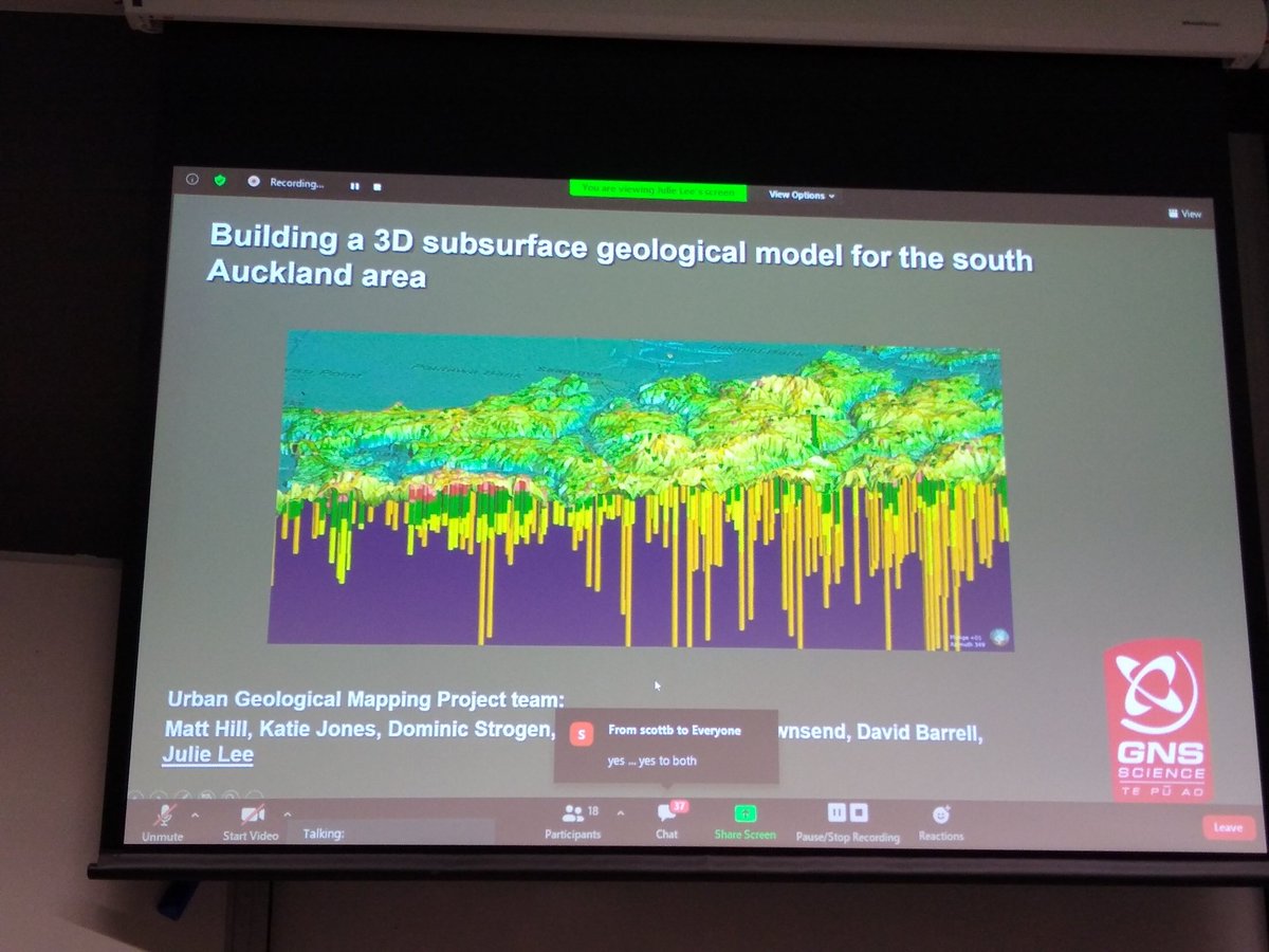 JenniLHopkins's tweet image. Finishing up our morning session with a virtual talk from @gnsscience urban geological mapping team. Julie Lee talks us through the development of the exciting new 3D sub-surface map that is being developed through borehole and seismic data. #devorum13 #gnsscience
