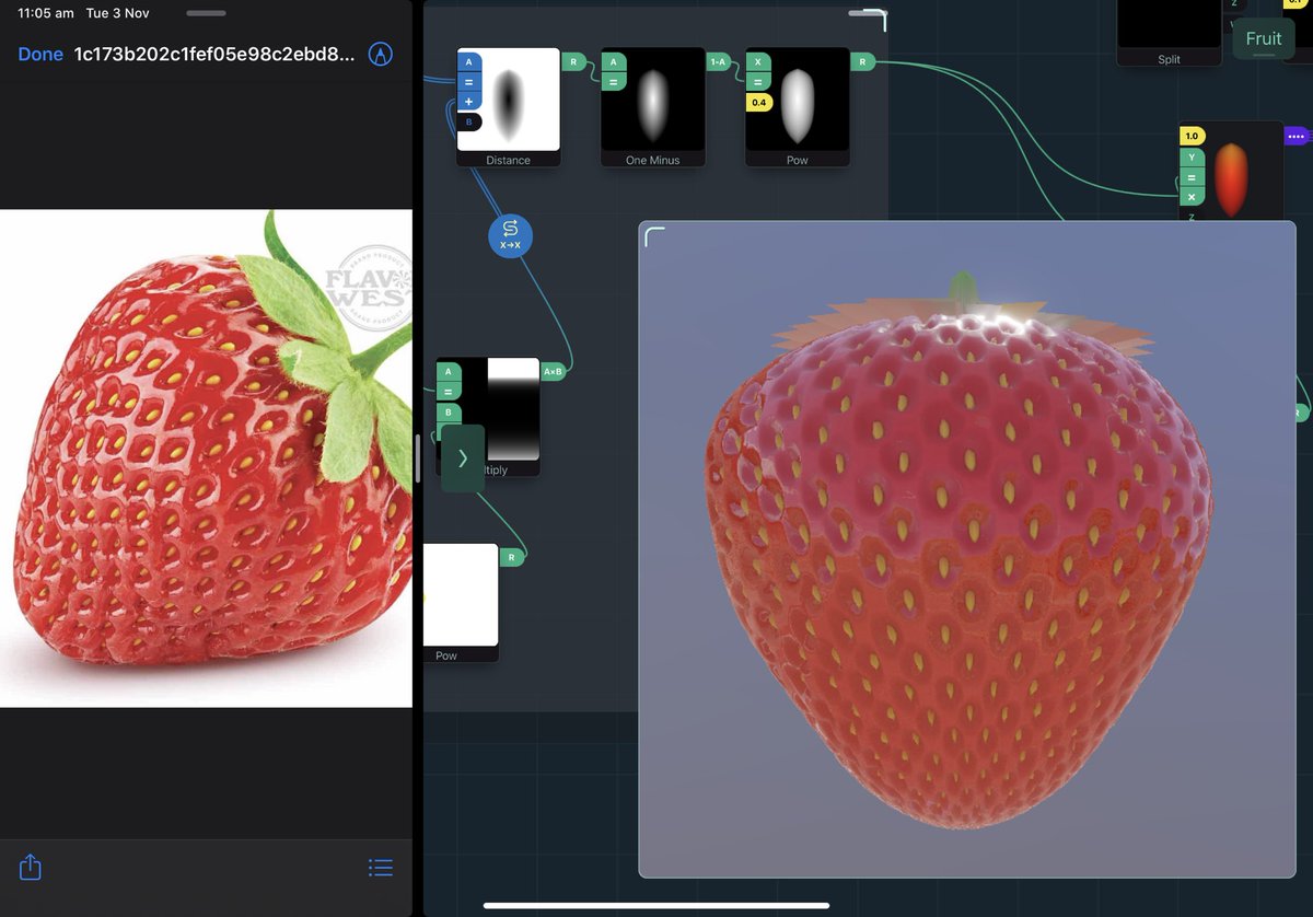 johntwolives's tweet image. Day 03 - Fruit

Strawberry! Unfortunately I ran out of geometry for the stem / leaves. Can’t wait to get tessellation working

Made with #ShadePro on my iPad
#nodevember #nodevember2020 @NodevemberIO