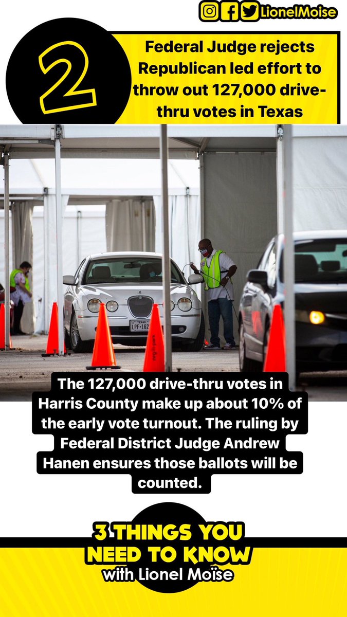 LionelMoise's tweet photo. Here’s #3ThingsYouNeedtoKnow today: #EarlyVoting #HarrisCountyTX #Vote2020 https://t.co/55j6PmVzUX