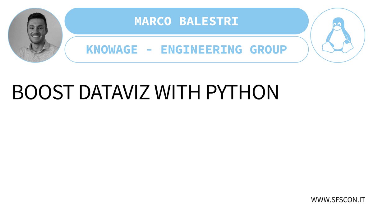 SFScon's tweet photo. Don't miss Marco Balestri, Developer at @EngineeringSpa

At #SFScon20, he will present "Boost dataviz with Python"
«The new R/Python widget provided by @knowage_suite» 

📌 https://t.co/SMlLiIHQdK
🎫 Join https://t.co/U3Ef9KvEvf

#NOITechpark https://t.co/x1FyrqC6Vp