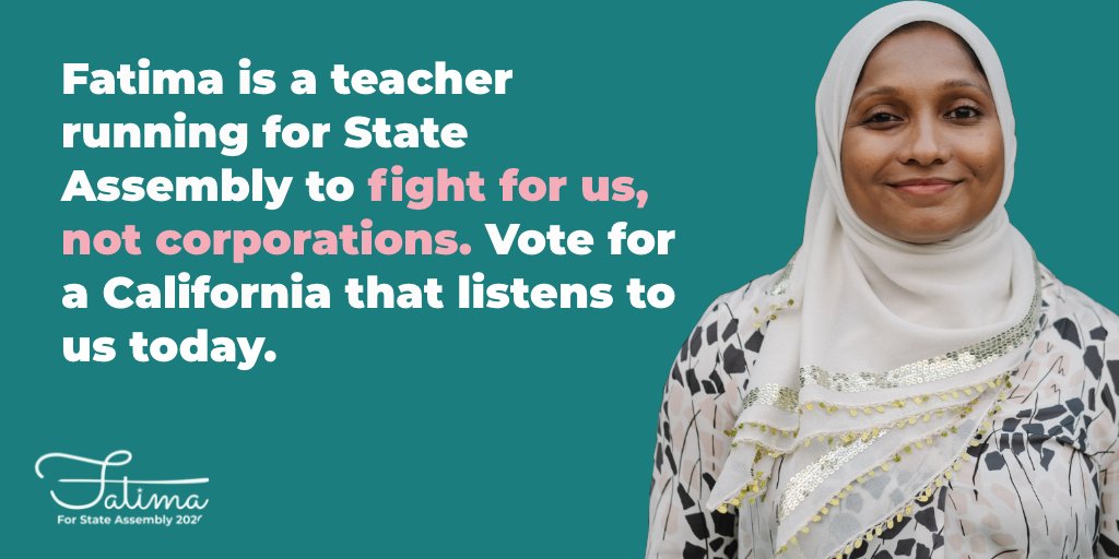 fatimaizubair's tweet image. #AD64, let's ensure our voices are heard in Sacramento TODAY.

Vote #FatimaForAssembly
