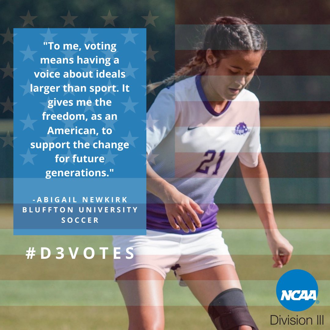 d3saac's tweet photo. ONE DAY MORE. Election Day is tomorrow! Are you ready? What’s your plan to vote? Abigail Newkirk of @Bluffton_Sports @BlufftonU and @HCACDIII talks about what #D3Votes means to her. ☑️ https://t.co/6Y0Ju7CR9n