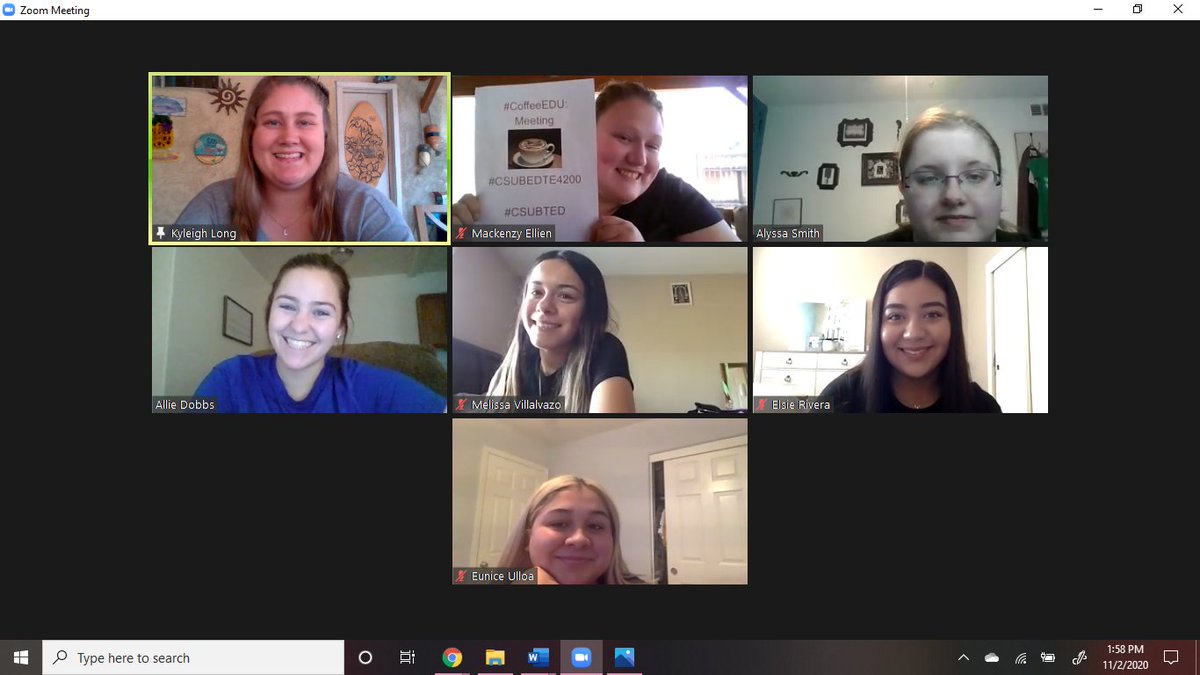 KyleighLong4's tweet photo. This afternoon’s #CoffeeEDU on November 2nd hosted by 
me with #CSUBEDTE4200 classmates was interesting. Heard how the classmates were doing on their portfolios and how they were holding up during the semester so far with it being the 11th week. 
@teachsci8
 #CSUBTED https://t.co/Sfq31YRMXu