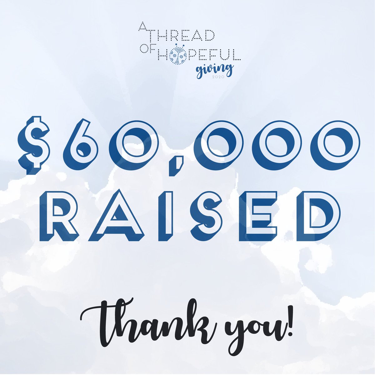Sam's Fans, you helped us raise $60,000 during A THREAD of Hopeful Giving!! With your donations, you are providing services to seriously ill children that will bring them joy, healing, and accompaniment in their difficult journeys.