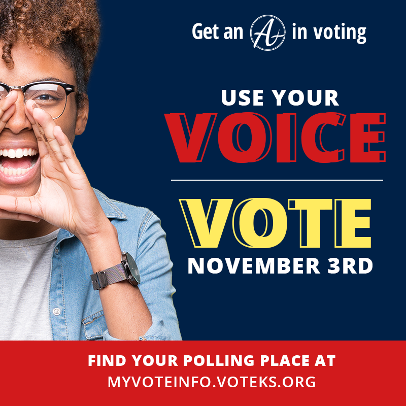 draslewis's tweet photo. Tomorrow is Election Day -- our schools absolutely depend on support from Topeka and your vote matters! Cast your ballot at your designated polling place between 7 AM and 7 PM. #VoteNov3 https://t.co/HlSx2GPNFo