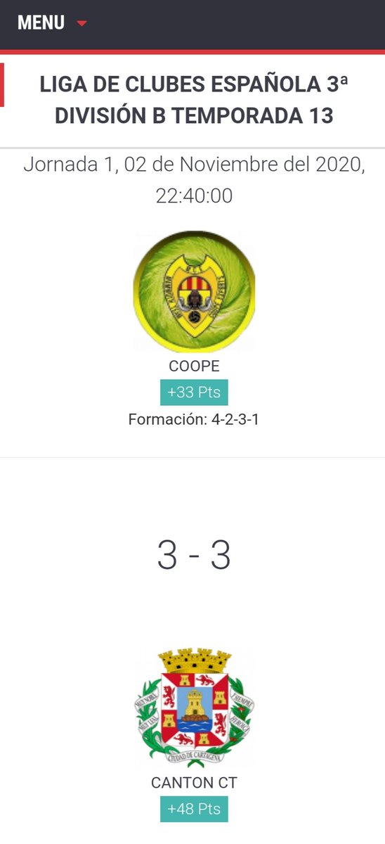 Empate sobre la bocina en el primer partido de @VPN_SPAIN de la temporada. Suerte al <a href="/CantonEfese/">Cantón Efesé</a>
En la temporada.
Goles⚽
Josep 
Fran
Roca