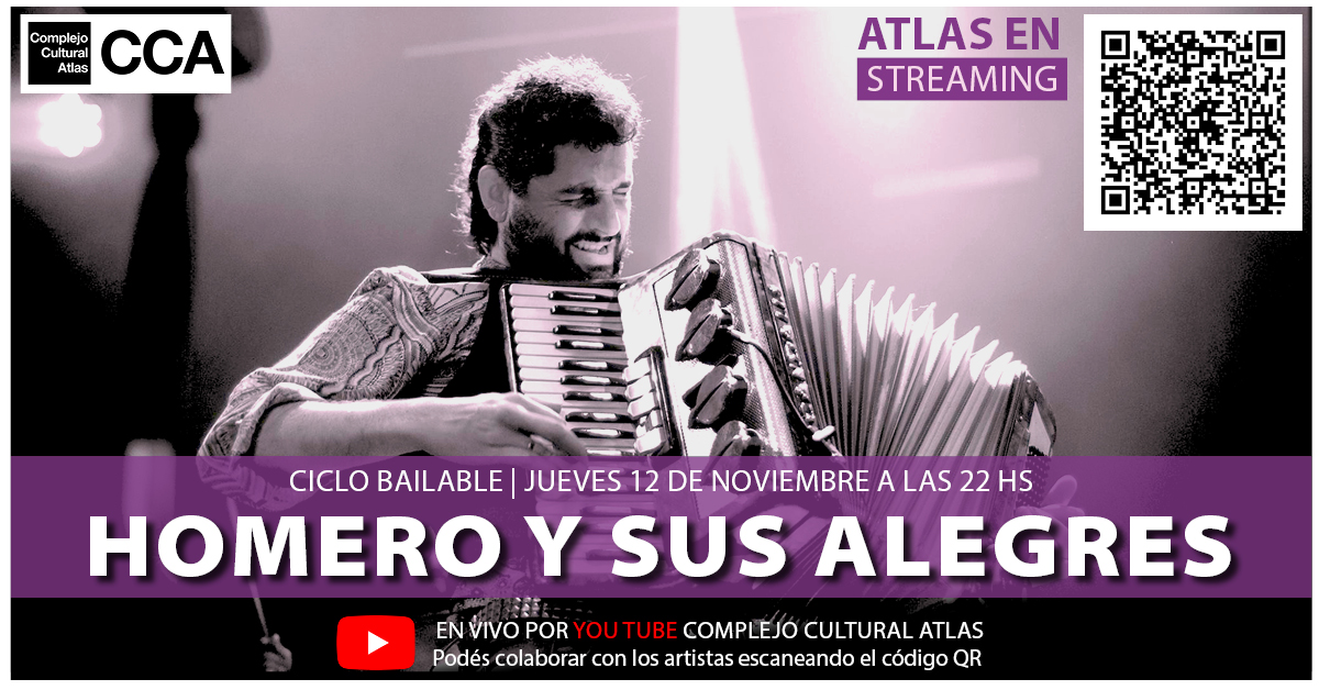 CCAtlas's tweet photo. #CicloBailable | @homeroyalegres.
🎶 La agrupación musical liderada por Homero Chiavarino y que lleva 12 años de trayectoria, llega por primera vez al escenario del #CCA el jueves 12 de noviembre a las 22 hs. https://t.co/vekD7vxSpC