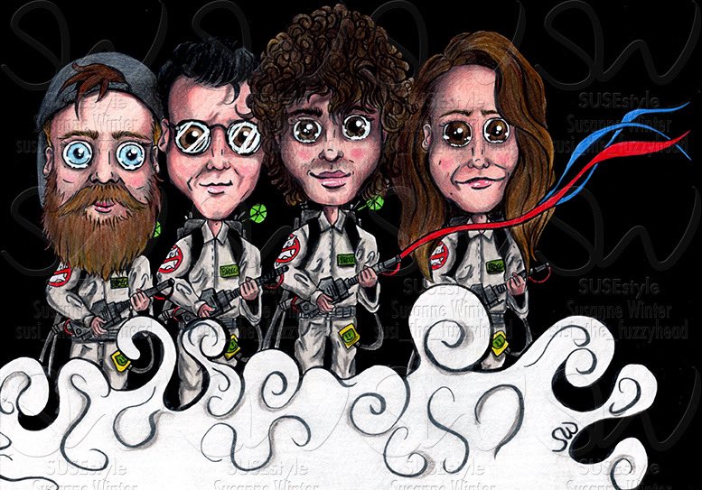 Susi_fuzzyhead's tweet photo. 🎵👻 How was your #Halloween weekend? I drew @DONBROCO in CARTOONstyle with black ink &amp; polychromos. I think these guys would be very talented ghostbusters!😆 @RobDamiani @ImMattDonnelly @Si_Delaney @TomDoyle #art #donbroco #ghostbusters #cartoonart #comicart #halloweenart https://t.co/vswP51qzdT