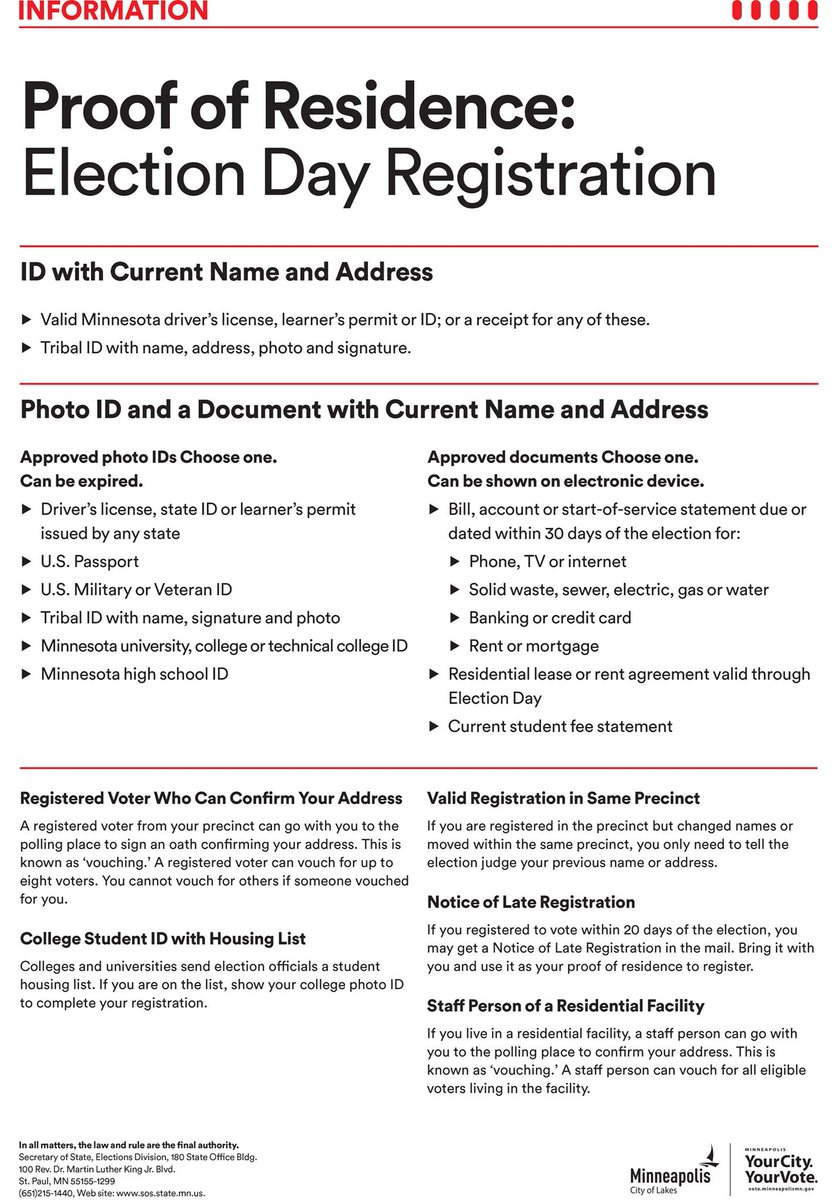 Minneapolis Elections & Voter Services on Twitter: "In Minnesota, you can  register at your polling place on Election Day. Use the link below to check  your voter registration status. If you're not