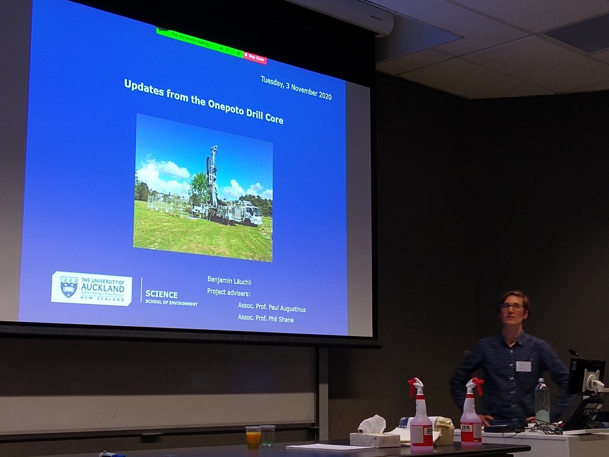 JenniLHopkins's tweet image. Session 2 is kicked off by @BenDoesHisPhD on updates from Onepoto basin including new chronological constraints identified by the core. #devorum13 #onepotomaar #tephrochronology #chronology #volcanoscience #aucklandvolcanicfield