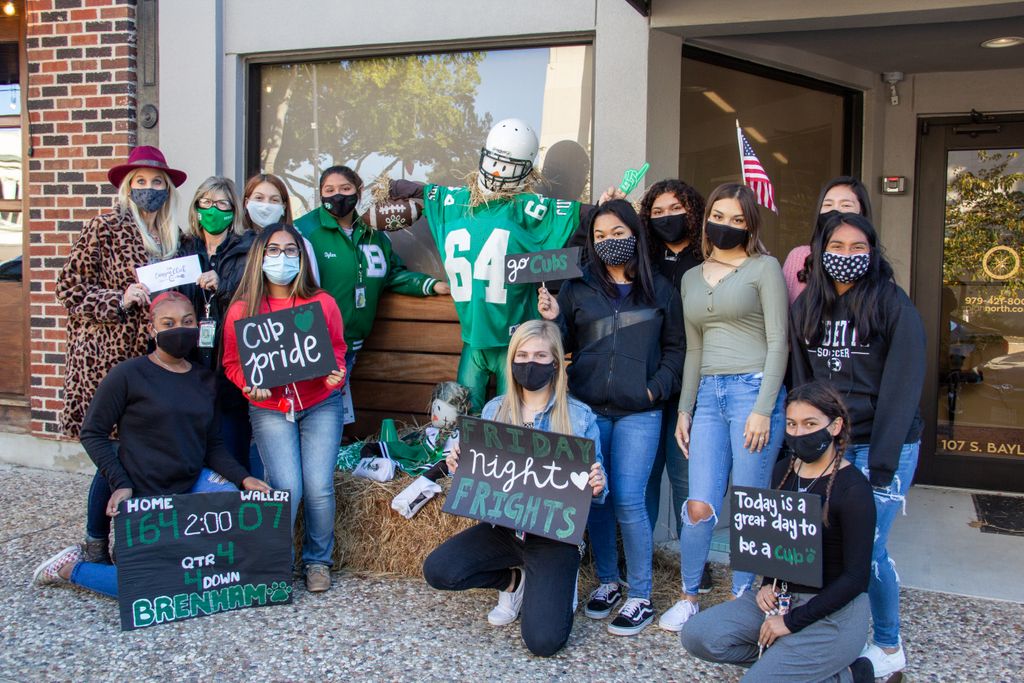 BrenhamISD's tweet photo. ICYMI: Did you know that @BrenhamHS Child Development students won the Scarecrow contest hosted by the Chamber of Commerce? It was all smiles after they won the “cutest” scarecrow contest along with a $125 prize. Way to go! https://t.co/UjGcBcpRng
