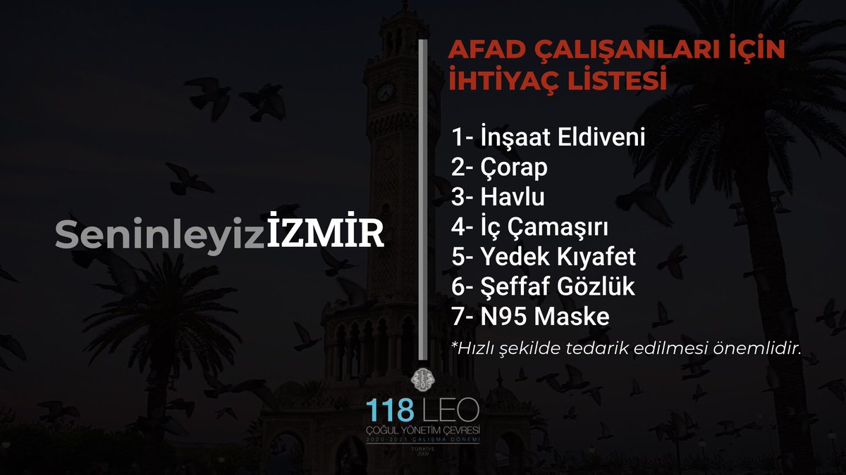 md118leo's tweet photo. 📌AFAD Çalışanları İçin İhtiyaç Listesi
#Seninleyizİzmir https://t.co/KRaQO0ANaH