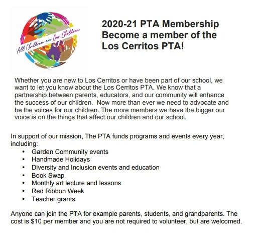 #LBCPTAMembershipMonday @LosCerritosPTA have a goal of 355 members to join them to he the 'Voice for our children.' Will you help them reach their goal? Join as a supporter here ➡️ jointotem.com/ca/long-beach/… 
#PTA4Kids @CaliforniaPTA @33rdPTA @LBSchools