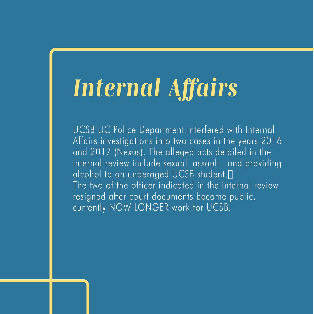 evpsa's tweet photo. .@ucstudents Racial Justice Now! Campaign stands firmly by survivors. As we embark on this year's campaign to disarm and defund UCPD, it is critical to highlight these stories of absolute abuse and moral corruption! @uc_rjn #defunducpd #defundthepolice #ucsb https://t.co/NTAk4egxDc
