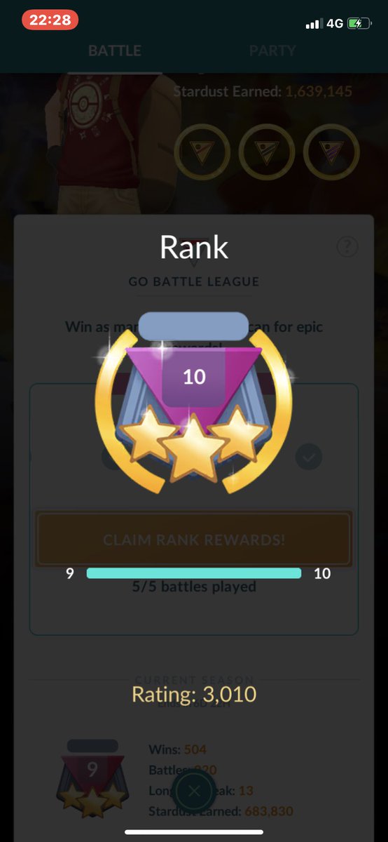 Gutchs5's tweet photo. Hit rank 10 in back to back seasons, this season definitely required more grinding and analysis but is always fun! Onwards to season 5! 😅

Special thanks to @PoGoKieng @CalebPeng @zyonik @WallowerPoGo for their fantastic information and what they do for the community! https://t.co/fWp7KFnNkE