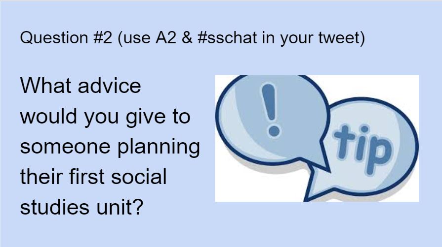 madisonteacher's tweet photo. Q2 - What advice would you give to someone planning their first social studies unit?
#sschat
Any thoughts @icivics @NHTOYMc @JohnHRaby @maineteacher @debwhite @MsGoodall_Riots https://t.co/4LlQ3e1Zeq