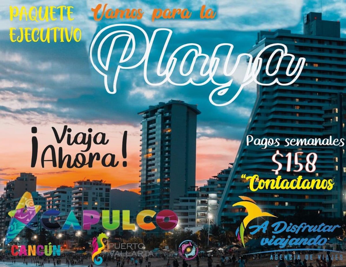 vamosalarevo's tweet photo. los de @ADisfrutarViaja 

Dejaras de ocupar una Tarjeta de Crédito para viajar, ahorra desde tu tarjeta de debito o nómina

ACAPULCO, IXTAPA, PUERTO VALLARTA O CANCUN
👨‍👨‍👦‍👦 Dos adultos y dos menores 
🌞Tres días, 🌖dos noches 
🏨Hotel 
🥞Desayuno 
en @KRYSTALHOTELS 
@vamosalarevo https://t.co/Iejixoaqd7