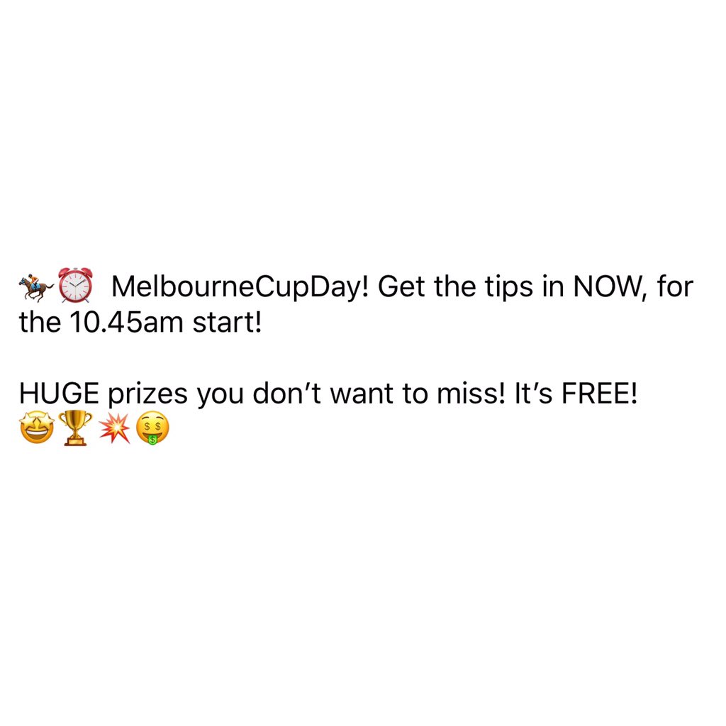 Funters3's tweet photo. ⏰🏇🤑 #MelbourneCupDay #Flemington #MelbourneSpringCarnival #horseracing #tipping #competition #funters #fun #funting #punting #SpringCarnival #MoonahLinksGolf #SquiresLoft #HarpOfErin #SimplyFreshFruit #Burnley #beer #Sportsbet #MelbourneRacingClub #MelbRacingClub #MelbourneCup https://t.co/TiIGFMhWxi