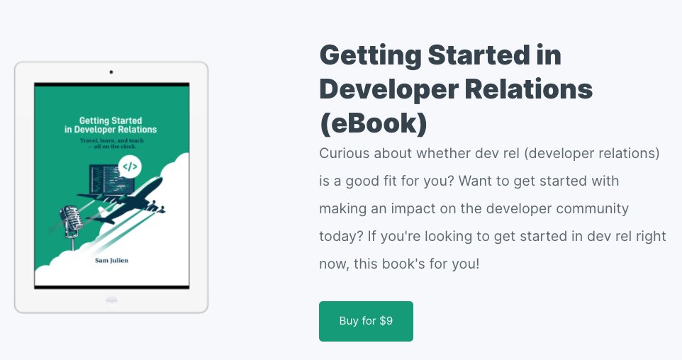 In September I joined a 2 Week Product Challenge led by  @jsjoeio, inspired by  @dvassallo. During that time I wrote and published my first ebook Getting Started in Developer Relations. Here's a thread on the process & tools I used, what worked, and what didn't. 