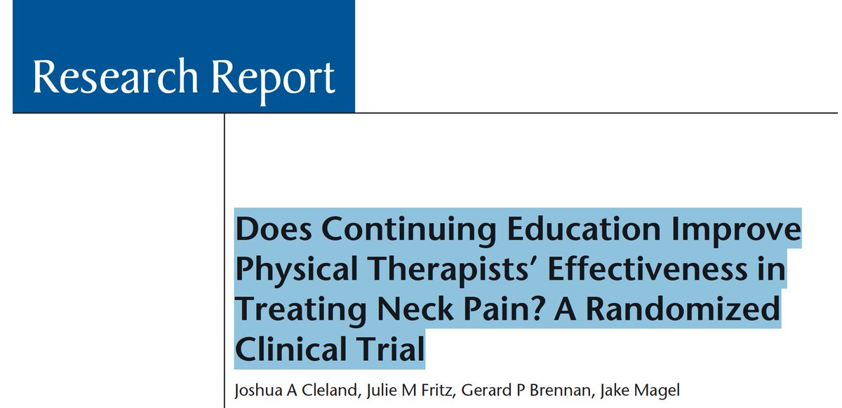 FTudiniPT's tweet photo. Most PT’s take CEU’s every year but what is the quality or the format? 

“Attendance at a 2-day continuing
education course was not associated with improvement in clinical outcomes but participation in an ongoing improvement project did for patients with neck pain.” https://t.co/BLUM7SQVxE