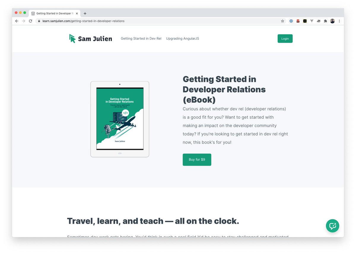I bought a custom domain ( http://gettingstartedindevrel.com&nbsp;) and pointed it to the landing page for Podia instead of writing a custom page. I might replace that landing page at some point, but it wasn't critical to get it shipped.
