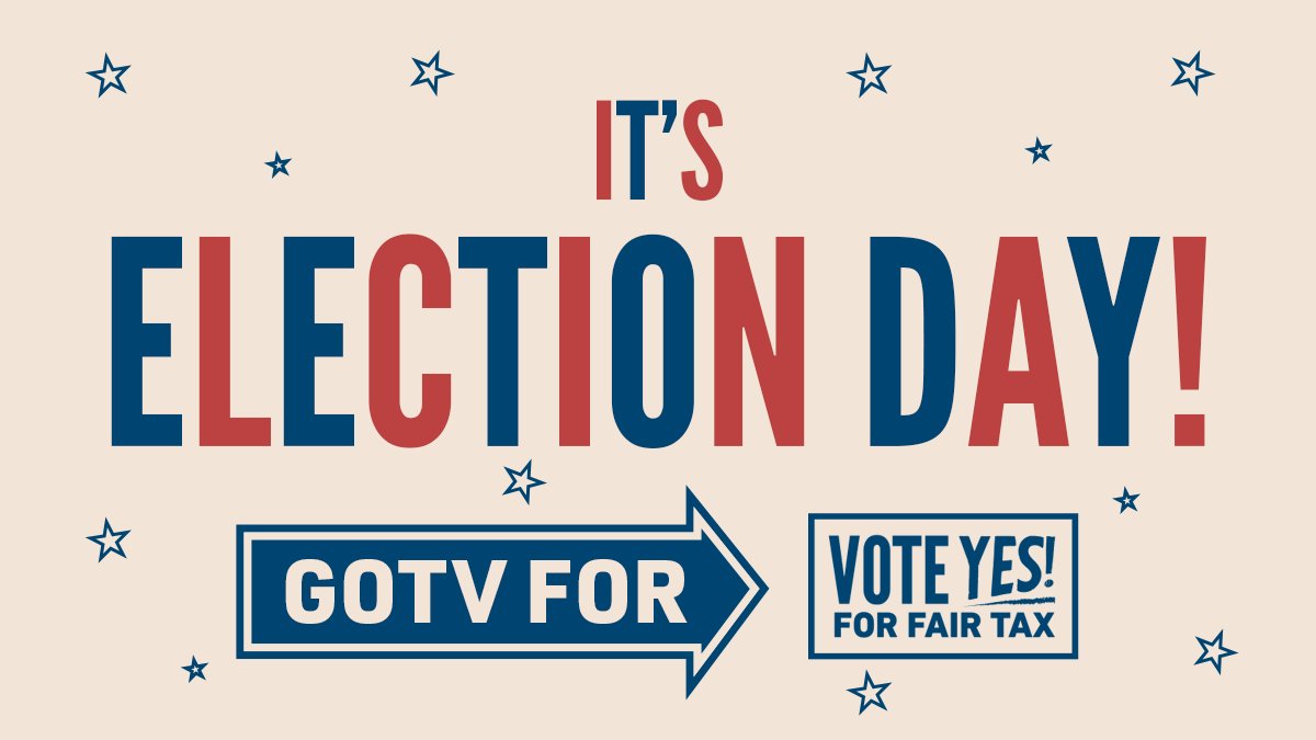 Today is Election Day and the polls are OPEN! Be sure to vote YES on the Fair Tax Amendment at the beginning of your ballot and make sure your friends and neighbors do the same. 

You can find your polling place here: ova.elections.il.gov/PollingPlaceLo… #FairTaxNow