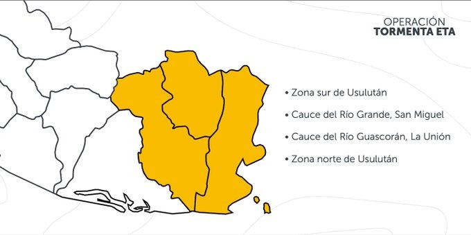 #HuracanEta| La zona oriental del país sería la más afectada por el impacto del fenómeno.