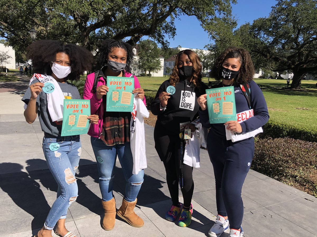 Kaayalexx's tweet photo. The youth are using their voices to protect their rights!!! Together we will defeat Amendment 1! Vote NO on 1 Louisiana! #myDU #Defeat1LA https://t.co/nZE0USI8ed