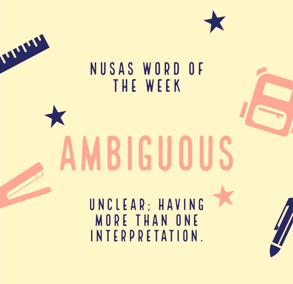 OfficialNUSA's tweet photo. Our Word of the Week is #ambiguous. There is nothing ambiguous about our high standards though!! ๐ฅ๐ All of our pupils must take on the challenge of our Word of the Week! #ChallengeAccepted #Literacy #EduTwitter #English #StrongCurriculum #AmazingNUSA #WorkHardBeKind ๐ https://t.co/QkJULBSrTN