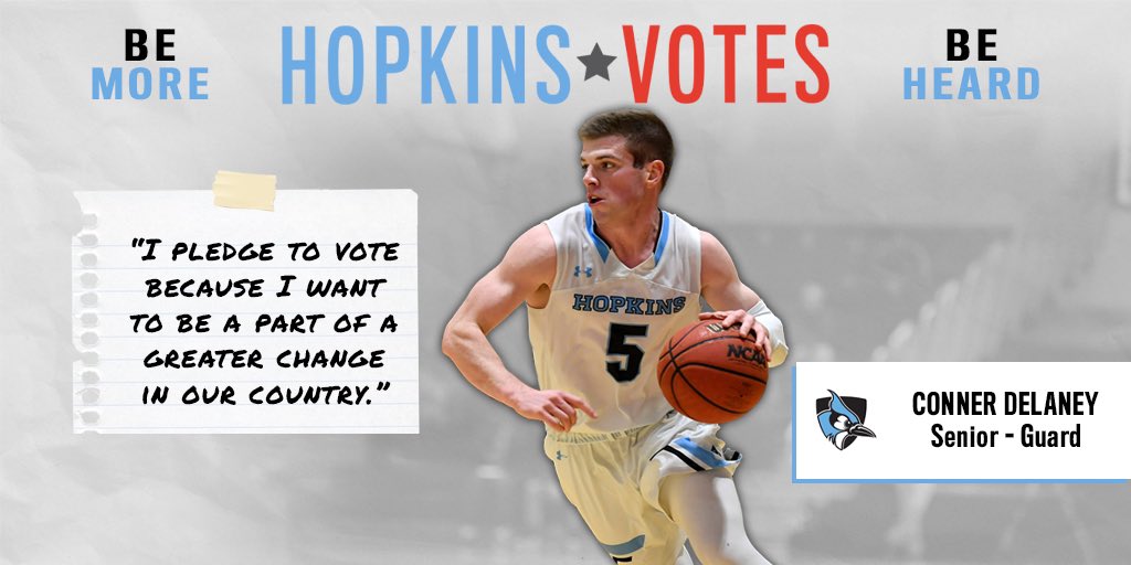 JHU_Basketball's tweet photo. “I pledge to vote because...” @_conner_delaney
#HopkinsVotes #centennialvotes #d3votes https://t.co/djUg4N8ZRF